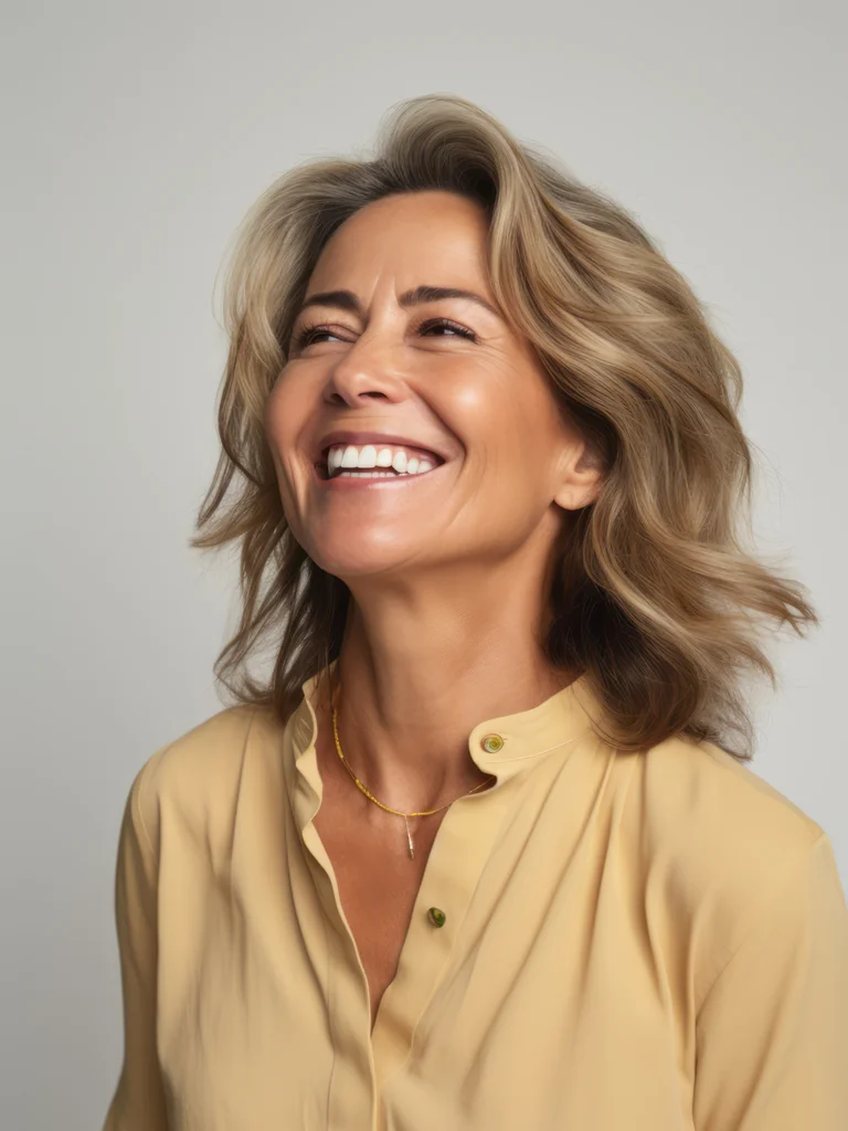 Woman laughing with a confident, natural smile after dental bonding